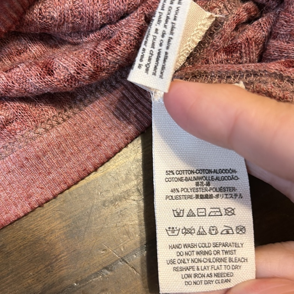 We The Free South Side Thermal Top Small V Neck Oversized Waffle Knit Ribbed - Picture 5 of 7